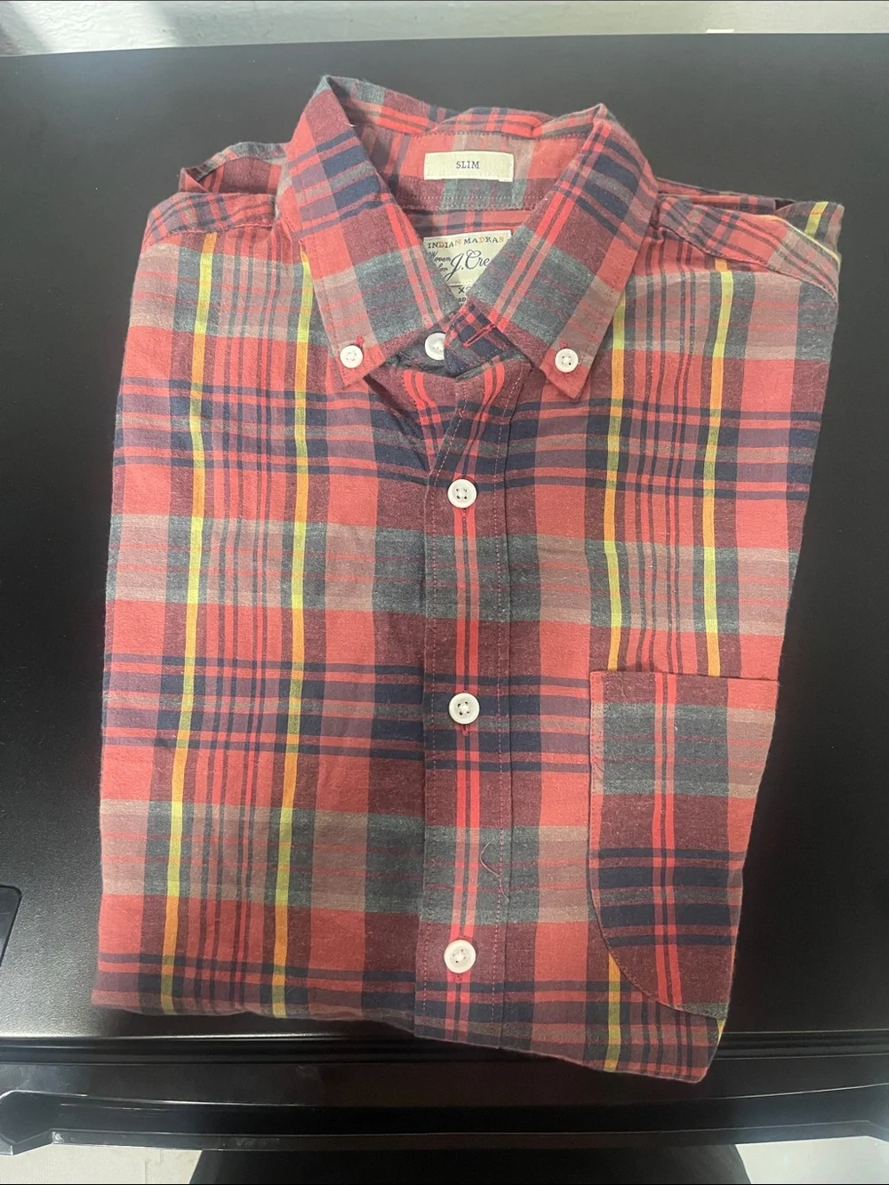 J Crew Slim Red Plaid Button-Down Shirt - Classic Casual Style